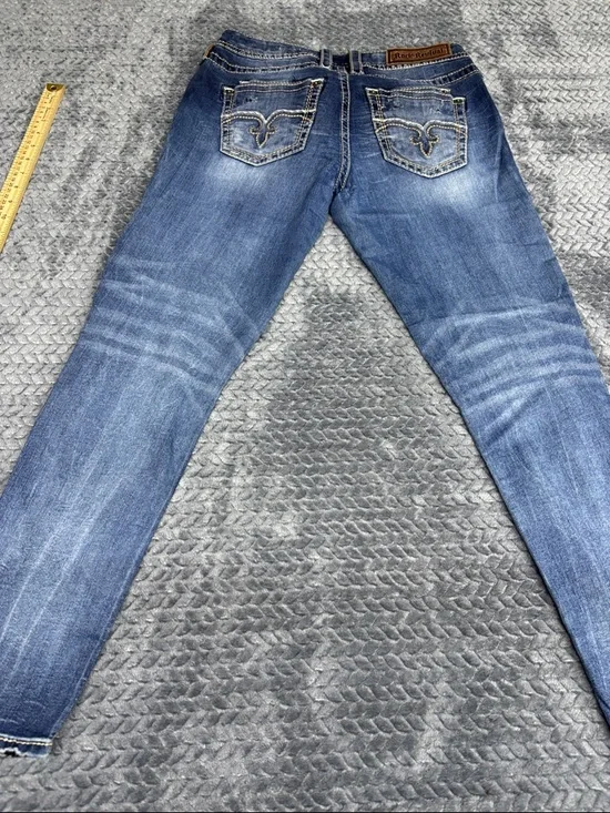 Rock Revival Women’s Distressed Dark Blue Skinny Jeans - Picture 10 of 10